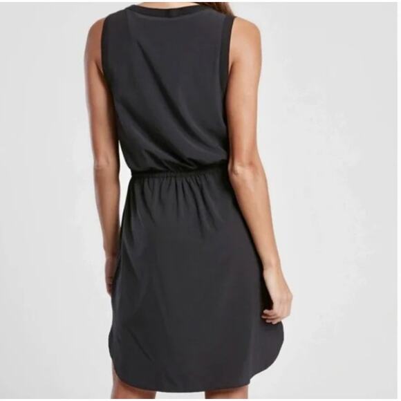 Athleta Vintage Rincon Tie Waist Dress Womens Large Black Y2K Performance Mini - Picture 5 of 11
